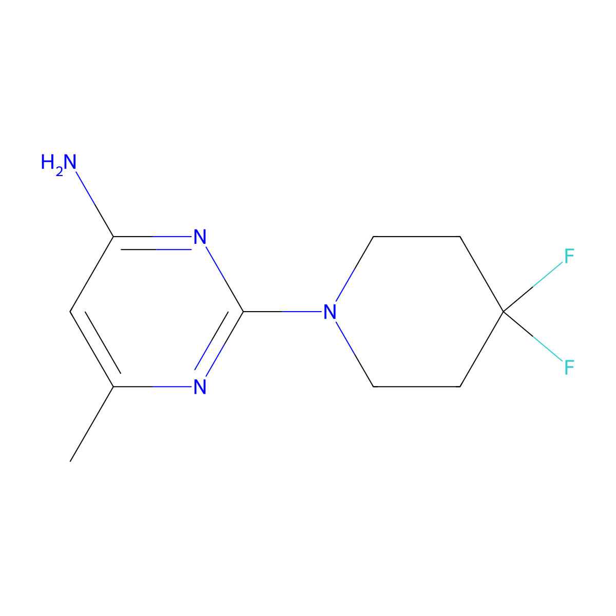 2-(4,4-Difluoropiperidin-1-yl)-6-methylpyrimidin-4-amine molecular structure, CAS 2446613-63-2