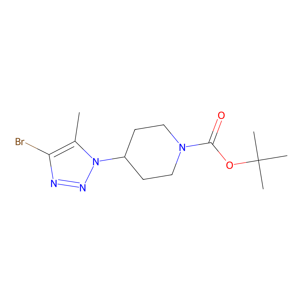 Tert-butyl 4-(4-bromo-5-methyl-1H-1,2,3-triazol-1-YL)piperidine-1-carboxylate molecular structure, CAS 2446666-35-7