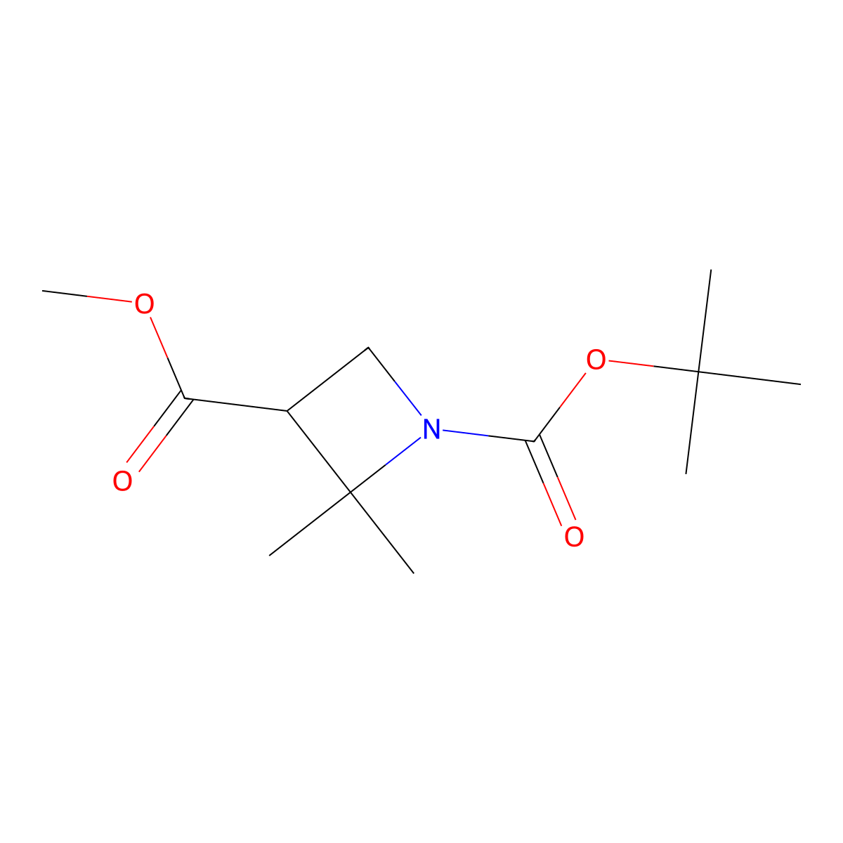 1-(tert-Butyl) 3-methyl 2,2-dimethylazetidine-1,3-dicarboxylate molecular structure, CAS 2446668-76-2