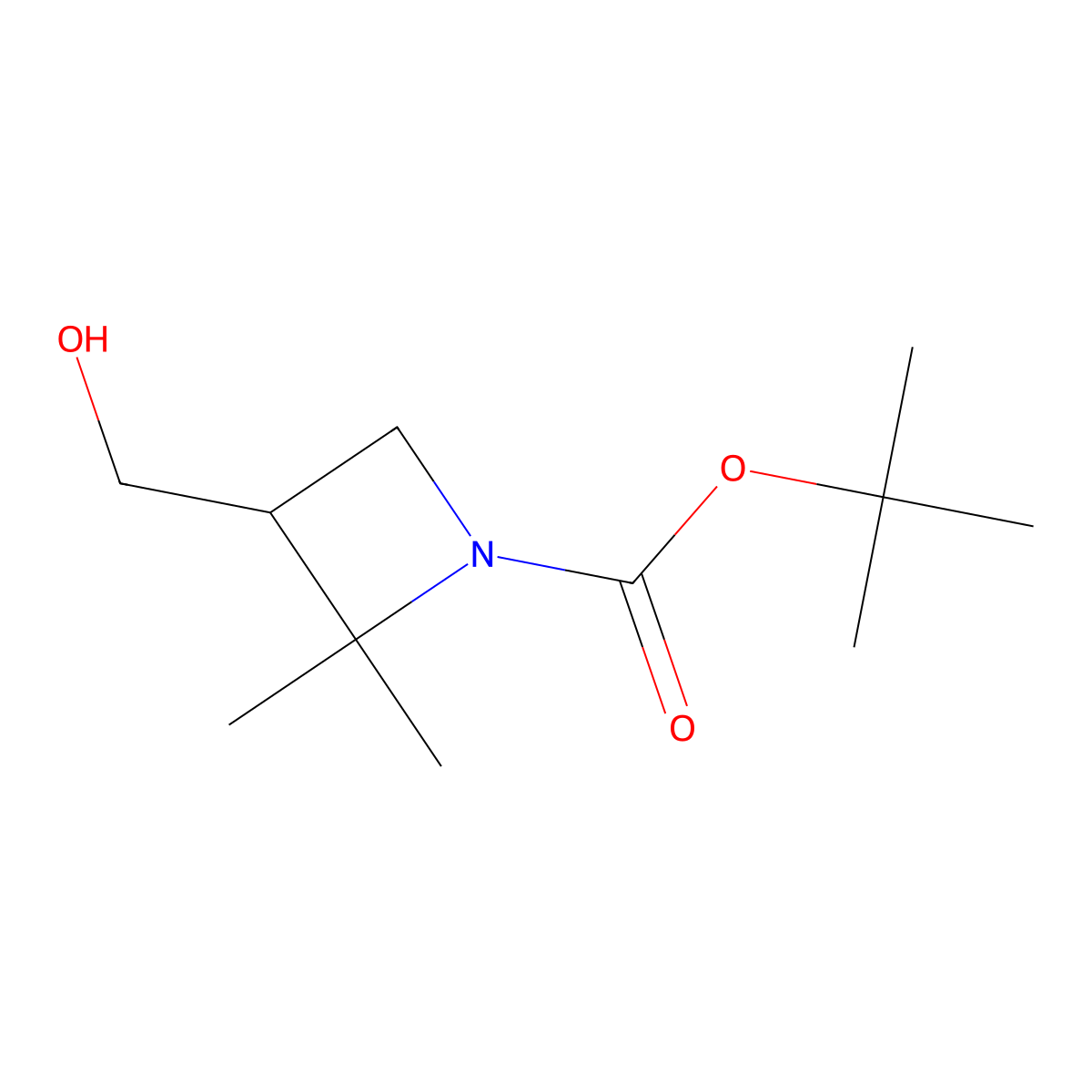 tert-Butyl 3-(hydroxymethyl)-2,2-dimethylazetidine-1-carboxylate molecular structure, CAS 2446668-78-4