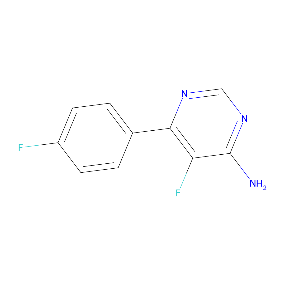 5-Fluoro-6-(4-fluorophenyl)pyrimidin-4-amine molecular structure, CAS 2446693-77-0
