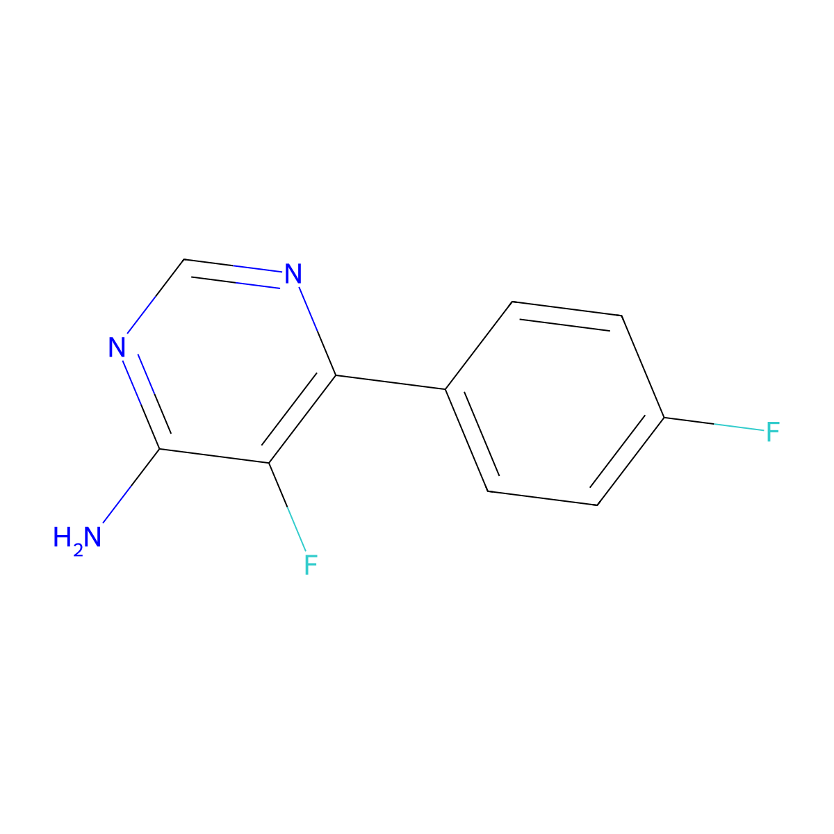 5-Fluoro-6-(4-fluorophenyl)pyrimidin-4-amine molecular structure, CAS 2446693-77-0