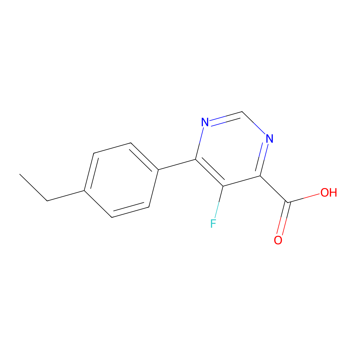 6-(4-Ethylphenyl)-5-fluoropyrimidine-4-carboxylic acid molecular structure, CAS 2446706-44-9