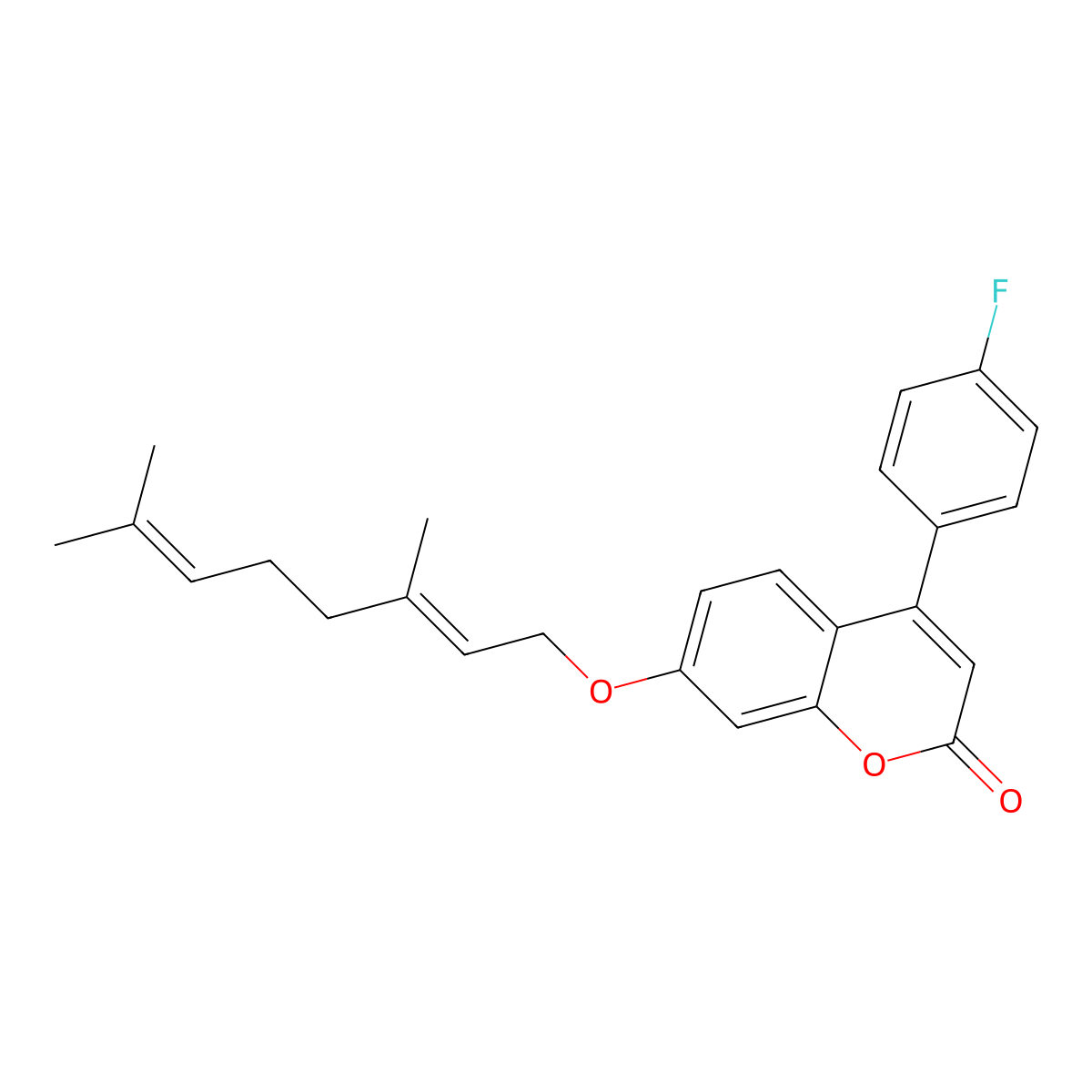 7-[(2E)-3,7-dimethylocta-2,6-dienoxy]-4-(4-fluorophenyl)chromen-2-one molecular structure, CAS 2446767-14-0