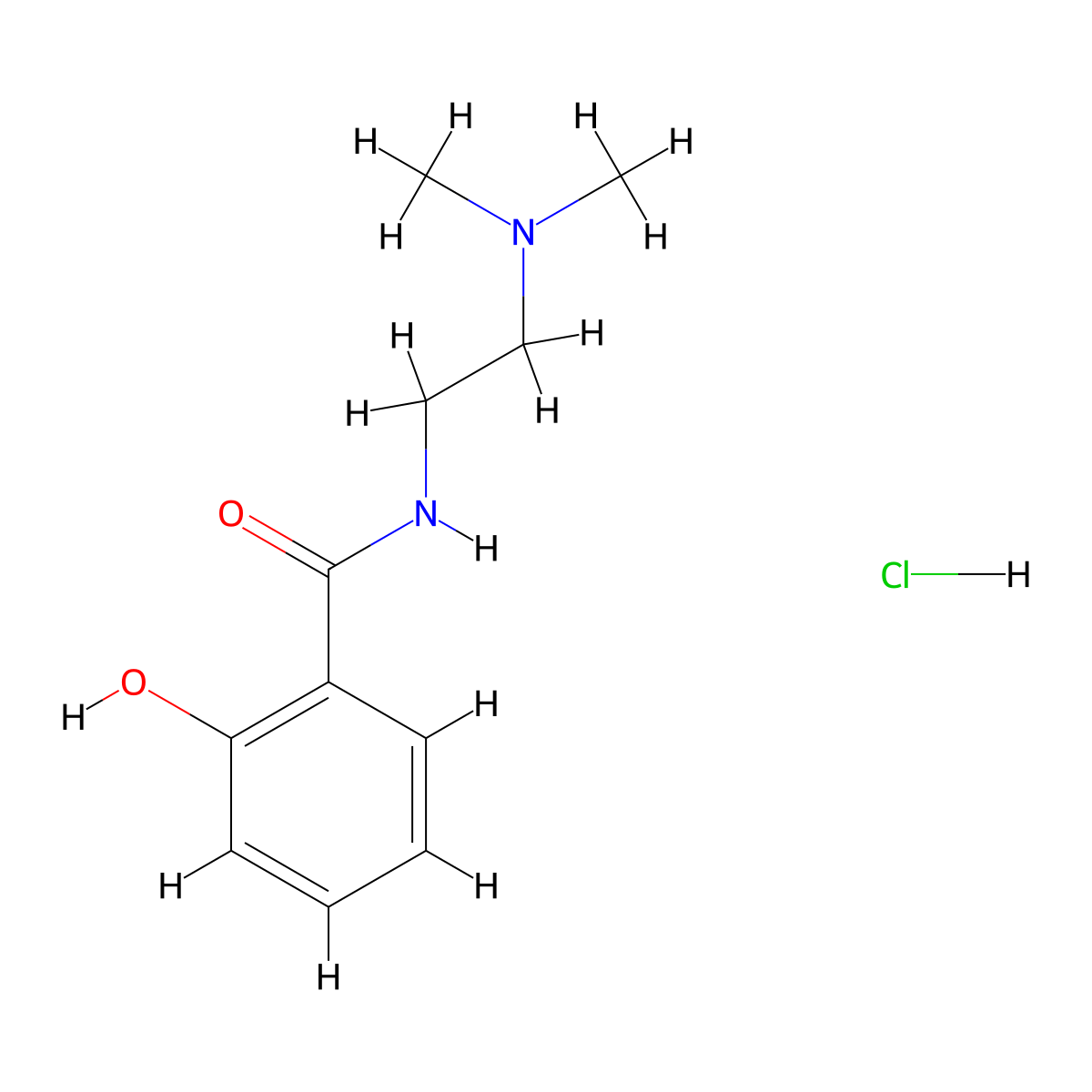 Benzamide, N-[2-(dimethylamino)ethyl]-2-hydroxy-, hydrochloride (1:1) molecular structure, CAS 24469-52-1