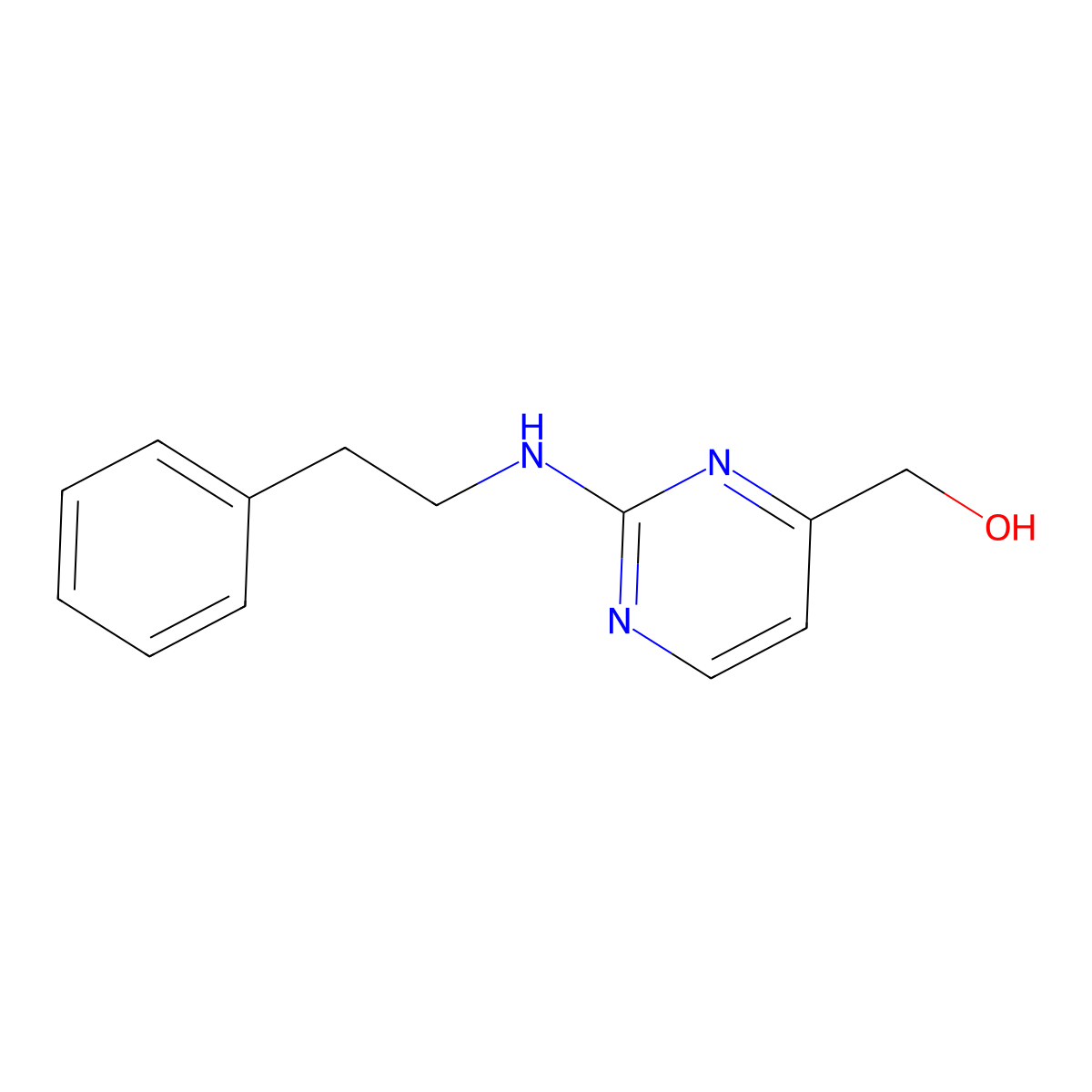 {2-[(2-Phenylethyl)amino]pyrimidin-4-yl}methanol molecular structure, CAS 2446937-71-7