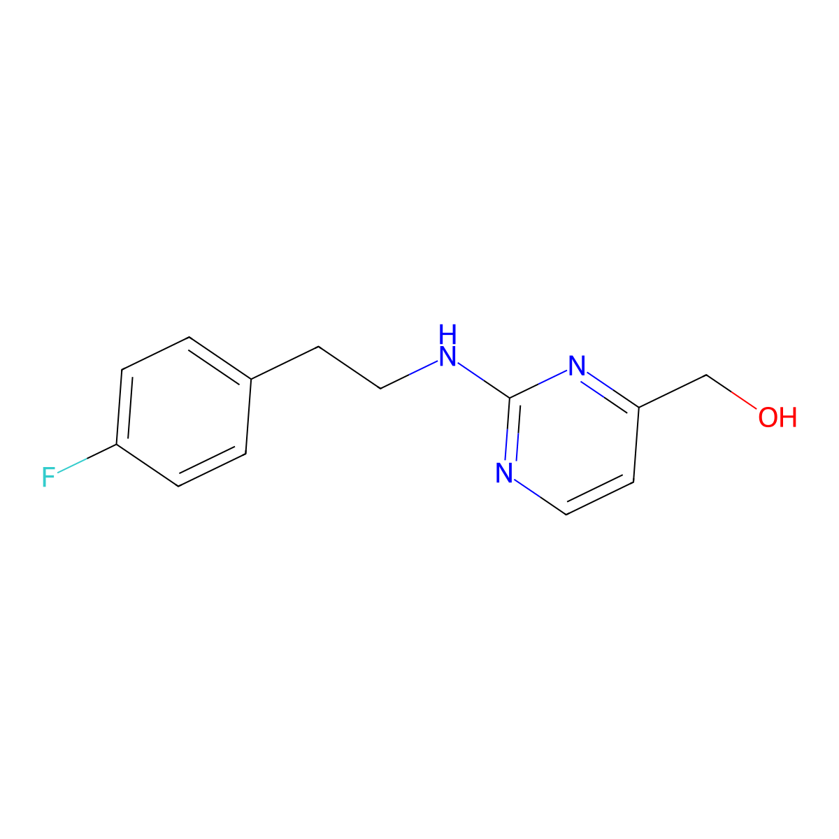 (2-{[2-(4-Fluorophenyl)ethyl]amino}pyrimidin-4-yl)methanol molecular structure, CAS 2446937-93-3
