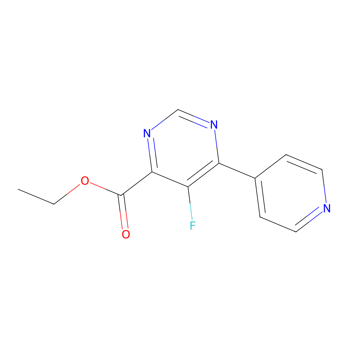 Ethyl 5-fluoro-6-(pyridin-4-yl)pyrimidine-4-carboxylate molecular structure, CAS 2446943-96-8