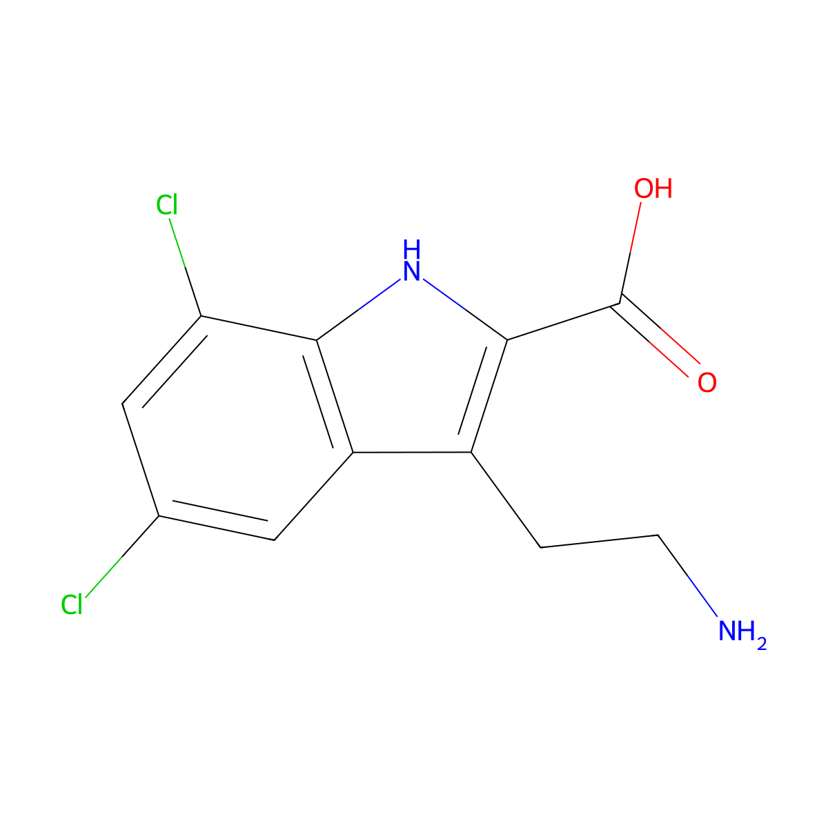 3-(2-aminoethyl)-5,7-dichloro-1H-indole-2-carboxylic Acid molecular structure, CAS 2447-24-7