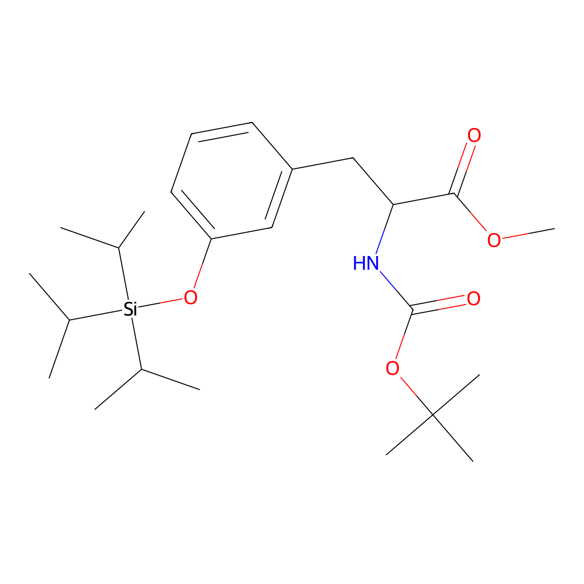 methyl (S)-2-((tert-butoxycarbonyl)amino)-3-(3-((triisopropylsilyl)oxy)phenyl)propanoate molecular structure, CAS 2447043-09-4