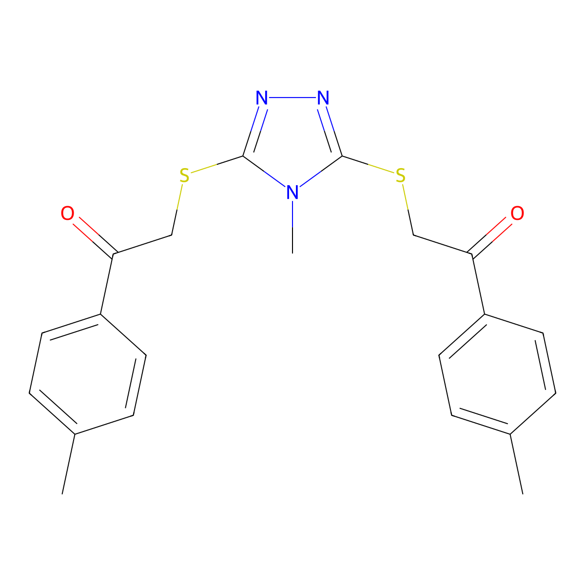 2-[[4-Methyl-5-[2-(4-methylphenyl)-2-oxoethyl]sulfanyl-1,2,4-triazol-3-yl]sulfanyl]-1-(4-methylphenyl)ethanone molecular structure, CAS 244766-47-0