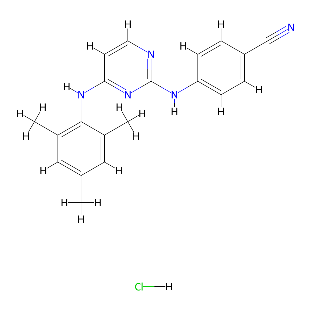 Dapivirine hydrochloride molecular structure, CAS 244768-47-6