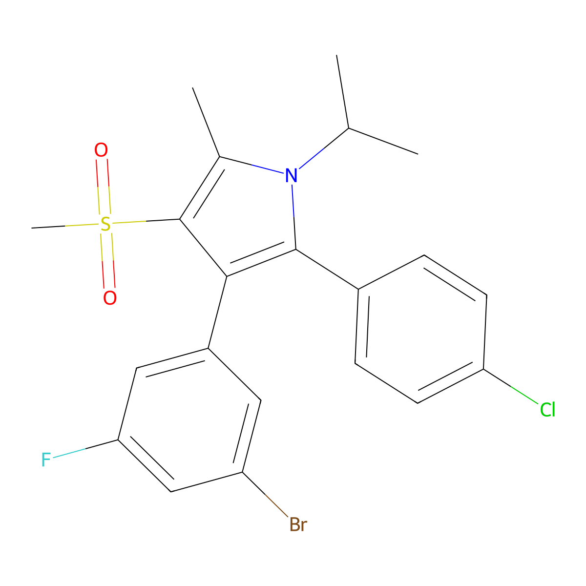 3-(3-Bromo-5-fluorophenyl)-2-(4-chlorophenyl)-1-isopropyl-5-methyl-4-(methylsulfonyl)-1H-pyrrole molecular structure, CAS 2447684-13-9