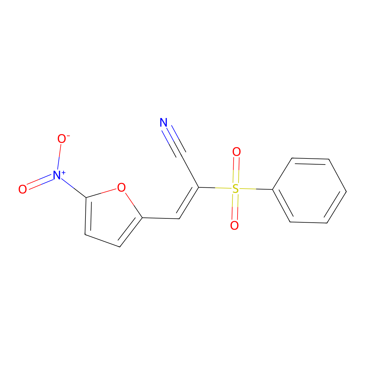 2-(Benzenesulfonyl)-3-(5-nitrofuran-2-yl)prop-2-enenitrile molecular structure, CAS 24478-47-5