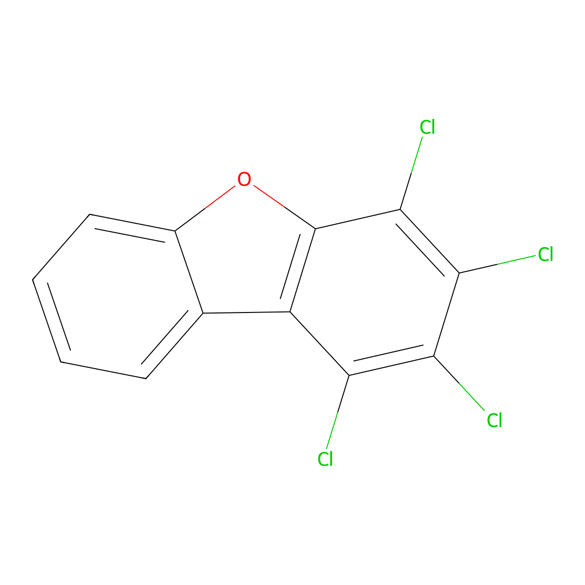1,2,3,4-Tetrachlorodibenzofuran molecular structure, CAS 24478-72-6