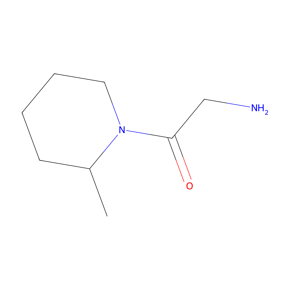 2-Amino-1-(2-methylpiperidin-1-yl)ethan-1-one molecular structure, CAS 244789-21-7