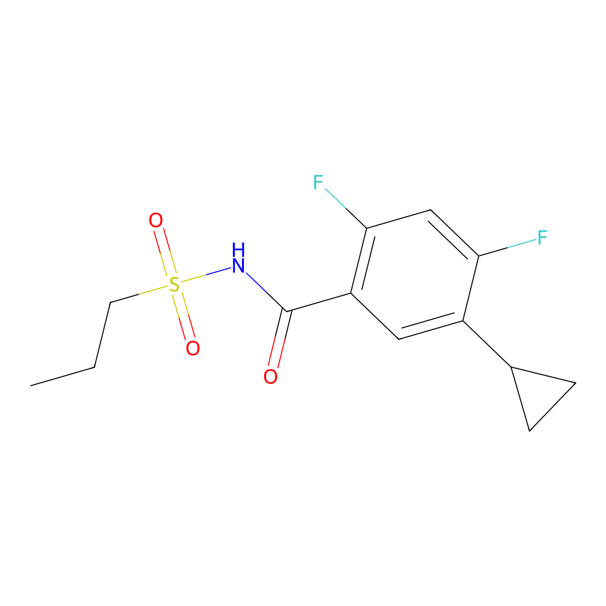 5-Cyclopropyl-2,4-difluoro-N-(propylsulfonyl)benzamide molecular structure, CAS 2448152-75-6