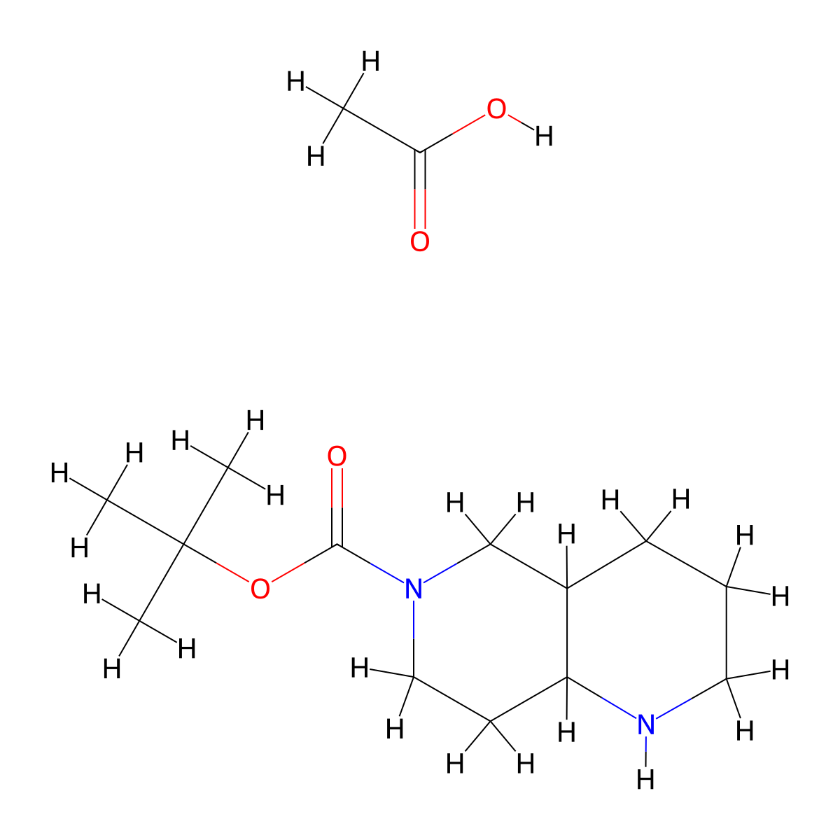 tert-Butyl octahydro-1,6-naphthyridine-6(2H)-carboxylate acetate molecular structure, CAS 2448157-95-5