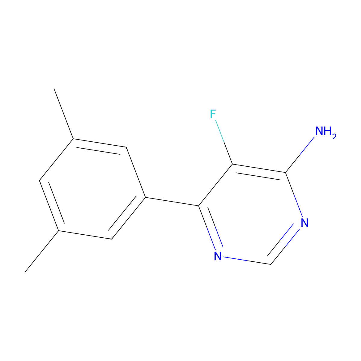 6-(3,5-Dimethylphenyl)-5-fluoropyrimidin-4-amine molecular structure, CAS 2448159-63-3