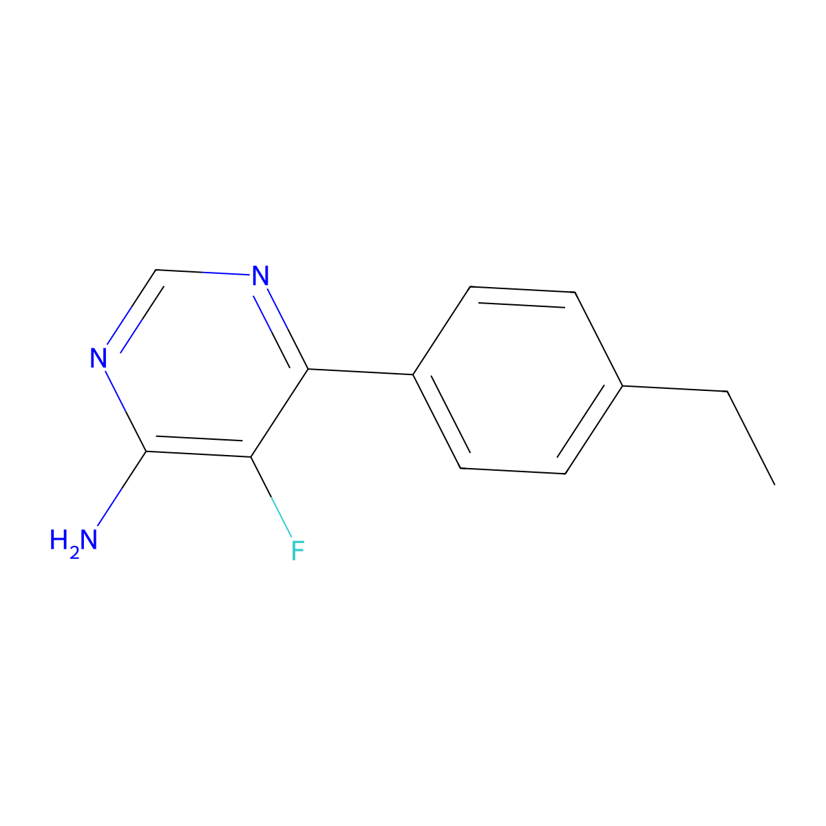 6-(4-Ethylphenyl)-5-fluoropyrimidin-4-amine molecular structure, CAS 2448160-25-4