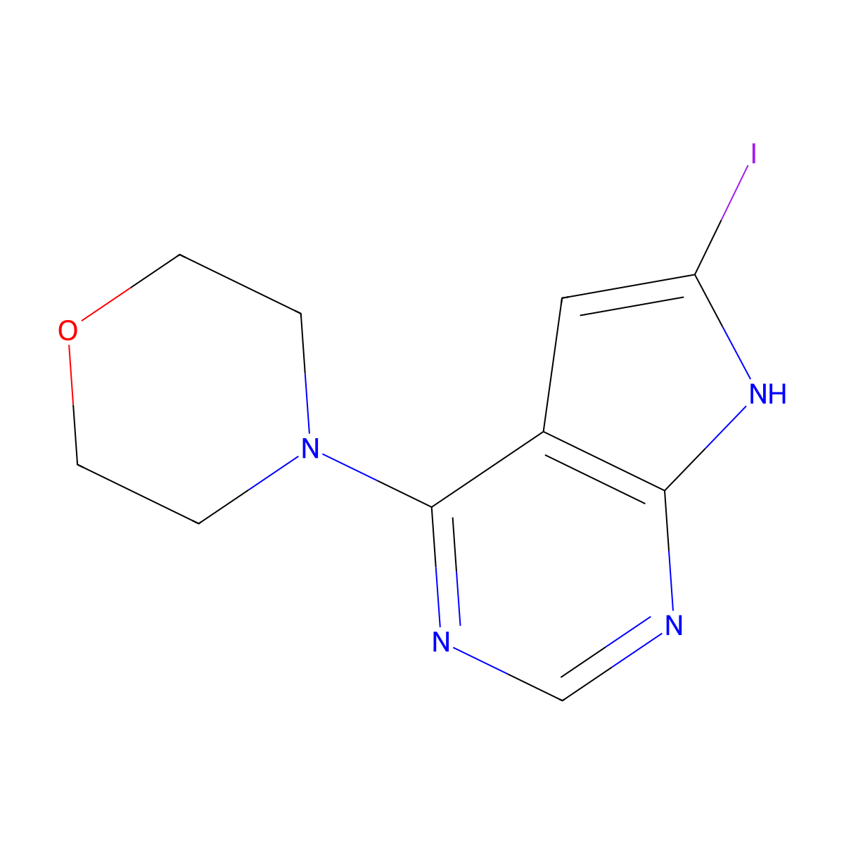 4-(6-Iodo-7H-pyrrolo[2,3-d]pyrimidin-4-yl)morpholine molecular structure, CAS 2448173-19-9