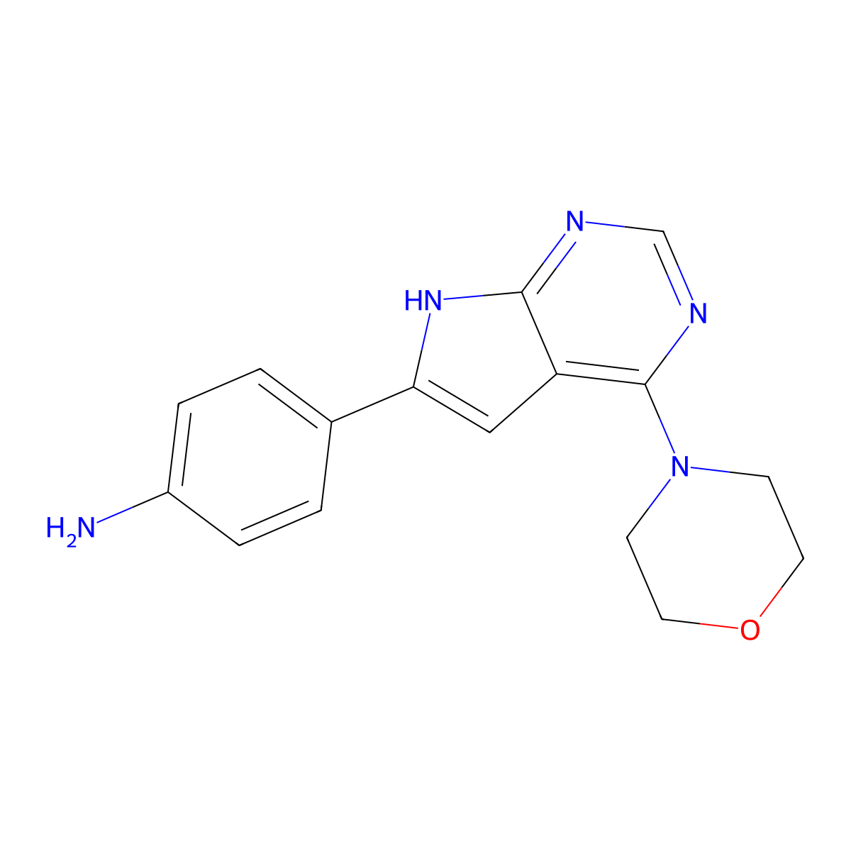4-(4-Morpholino-7H-pyrrolo[2,3-d]pyrimidin-6-yl)aniline molecular structure, CAS 2448173-20-2