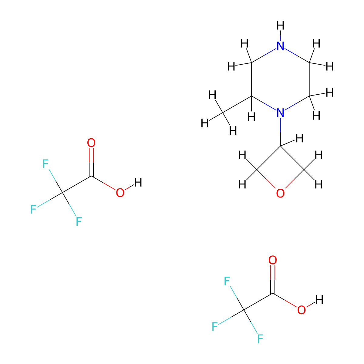 2-Methyl-1-(oxetan-3-yl)piperazine bis(2,2,2-trifluoroacetate) molecular structure, CAS 2448267-18-1