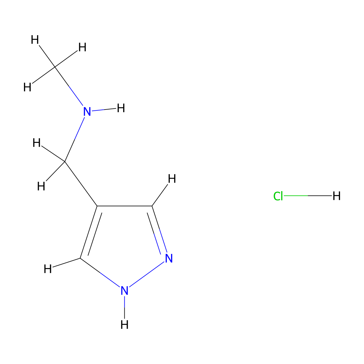methyl((1H-pyrazol-4-yl)methyl)amine hydrochloride molecular structure, CAS 2448268-15-1