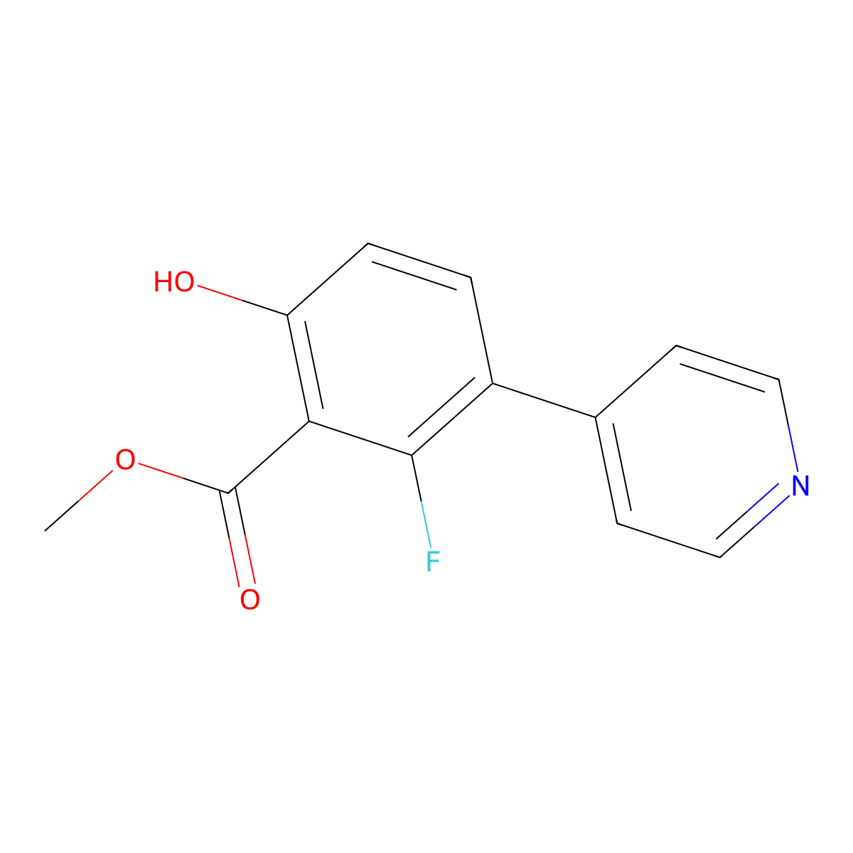 Methyl 2-fluoro-6-hydroxy-3-(pyridin-4-yl)benzoate molecular structure, CAS 2448269-12-1