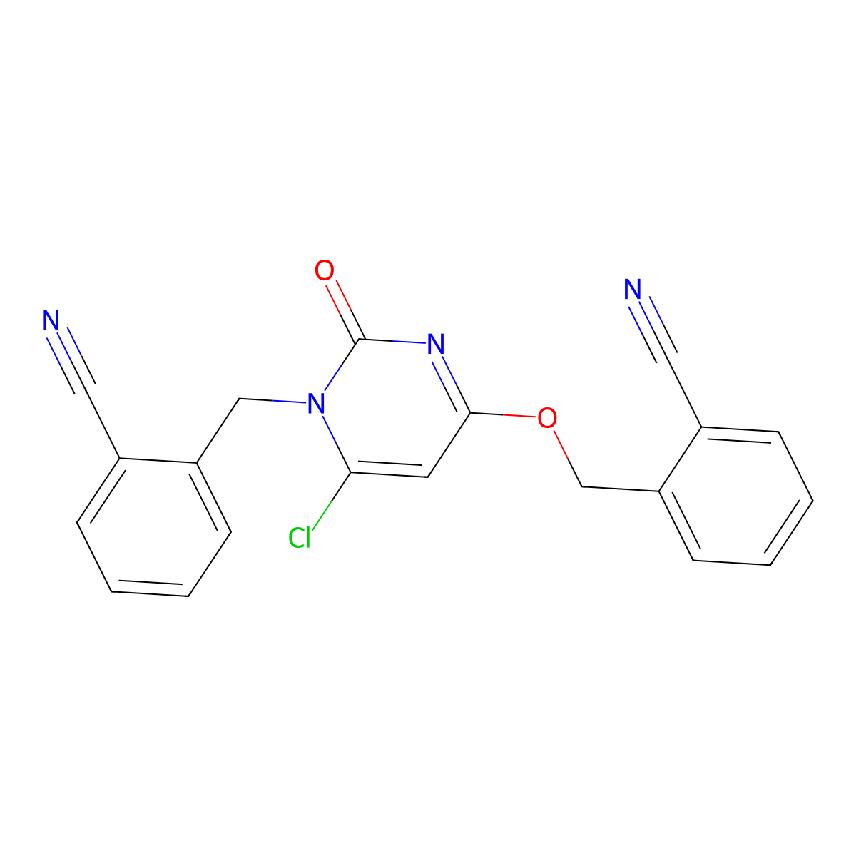2-(((6-Chloro-1-(2-cyanobenzyl)-2-oxo-1,2-dihydropyrimidin-4-yl)oxy)methyl)benzonitrile molecular structure, CAS 2448286-13-1
