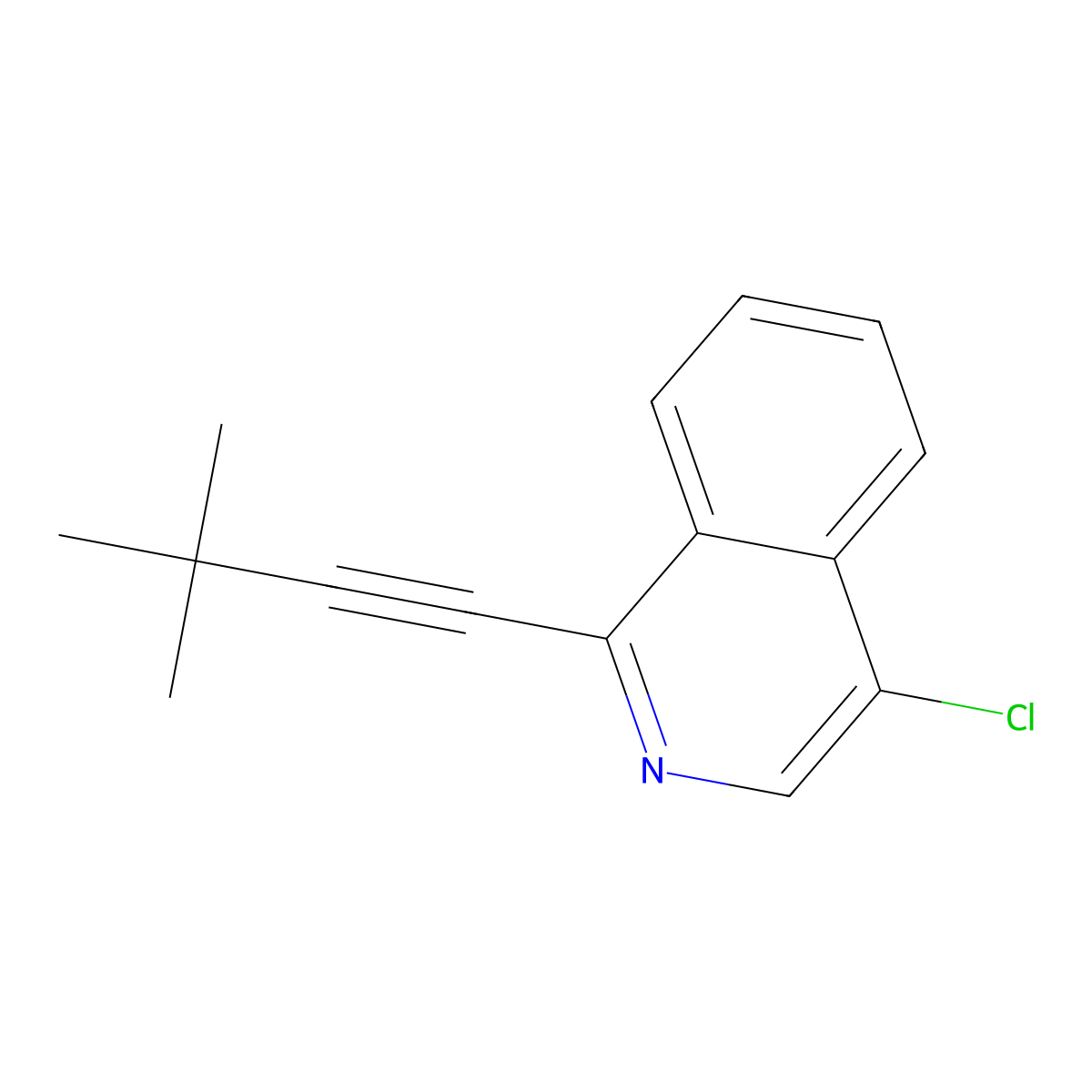 4-Chloro-1-(3,3-dimethylbut-1-yn-1-yl)isoquinoline molecular structure, CAS 2448293-73-8