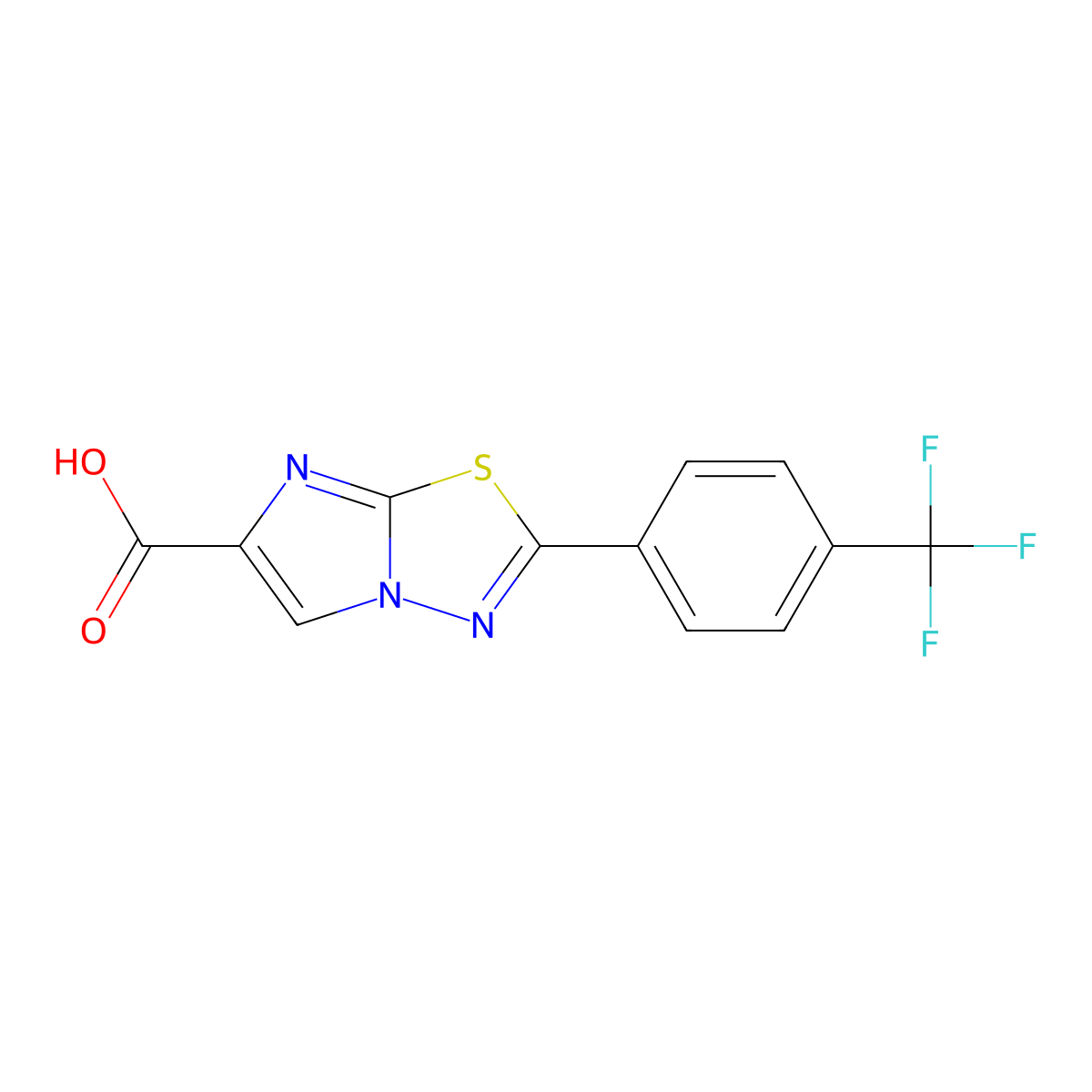 2-[4-(Trifluoromethyl)phenyl]imidazo[2,1-b][1,3,4]thiadiazole-6-carboxylic acid molecular structure, CAS 2448337-18-4