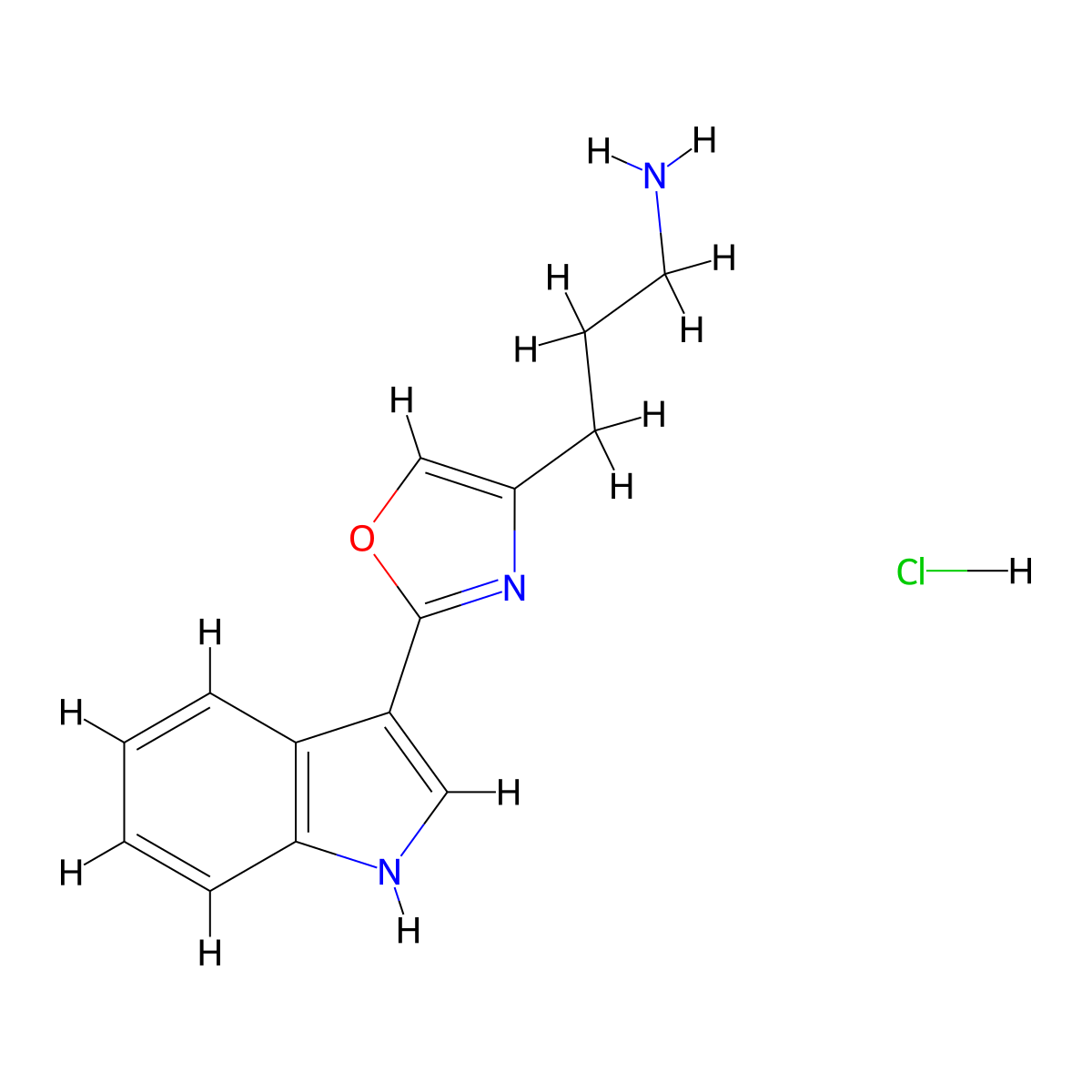 3-(2-(1H-indol-3-yl)oxazol-4-yl)propan-1-amine hydrochloride molecular structure, CAS 2448337-79-7