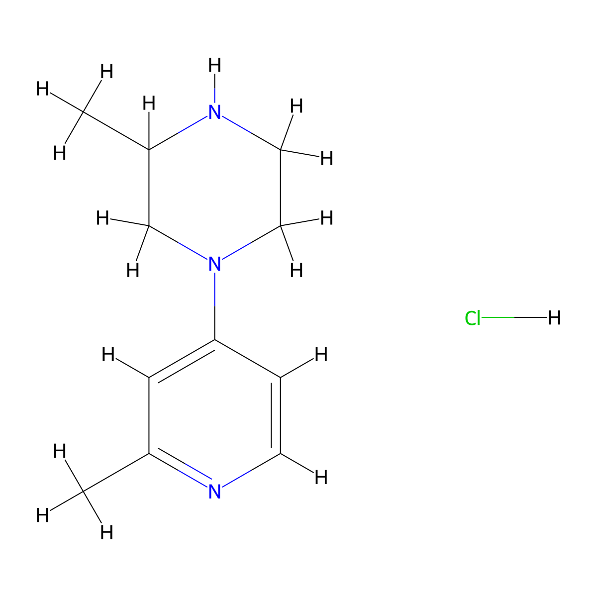3-Methyl-1-(2-methylpyridin-4-yl)piperazine hydrochloride molecular structure, CAS 2448337-86-6