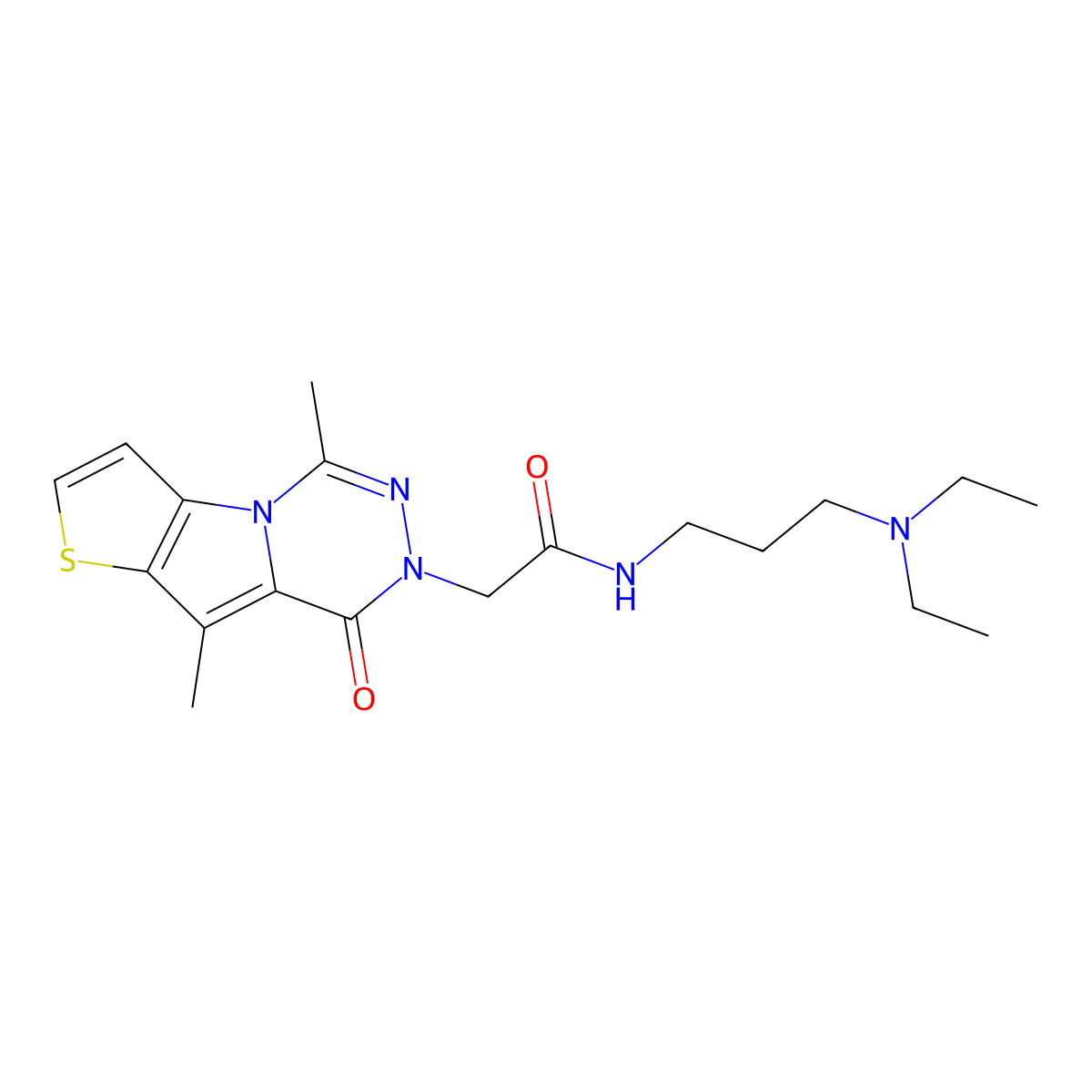 N-(3-(Diethylamino)propyl)-2-(5,9-dimethyl-8-oxothieno[2',3':4,5]pyrrolo[1,2-d][1,2,4]triazin-7(8H)-yl)acetamide molecular structure, CAS 2448341-58-8
