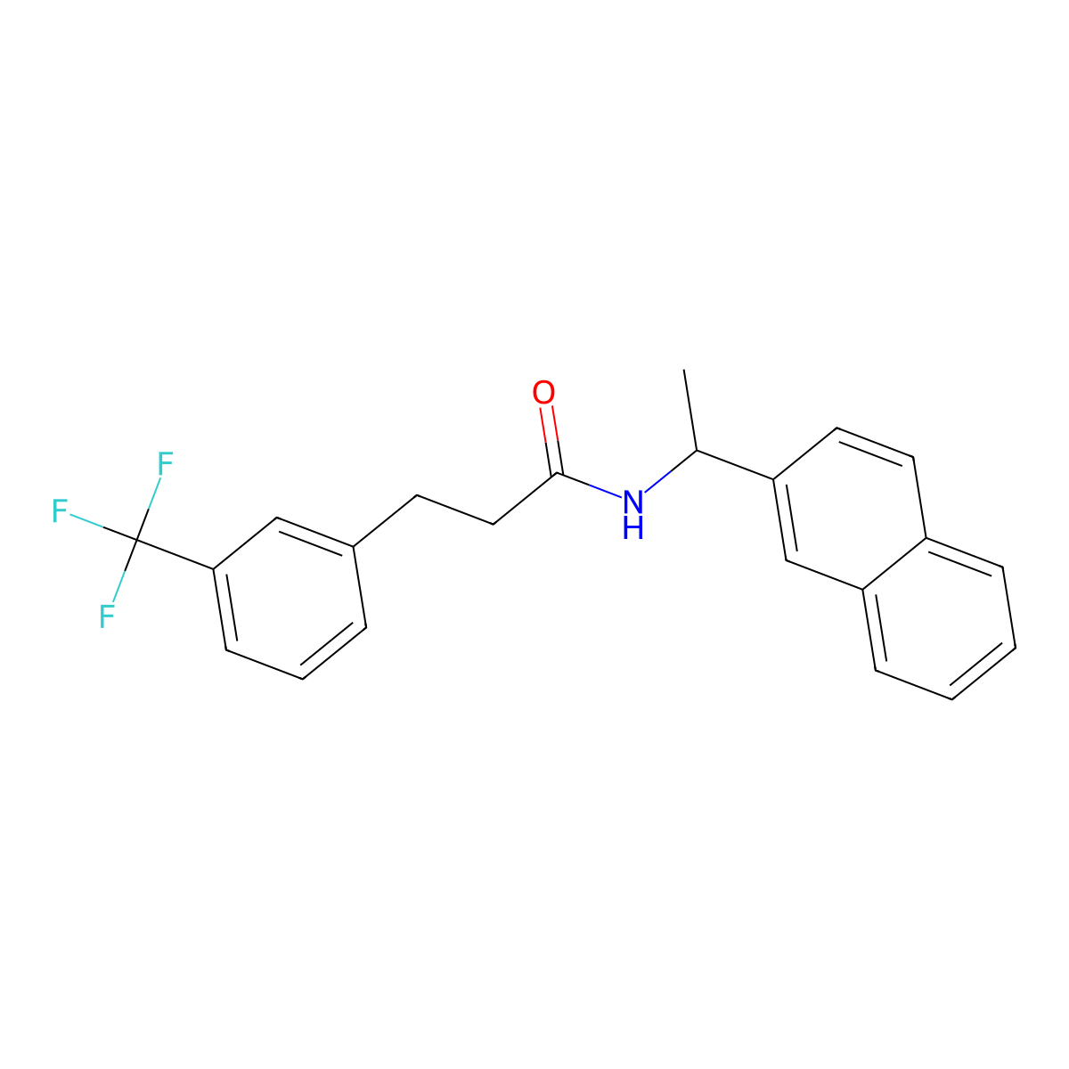 N-(1-(naphthalen-2-yl)ethyl)-3-(3-(trifluoromethyl)phenyl)propanamide molecular structure, CAS 2448346-06-1
