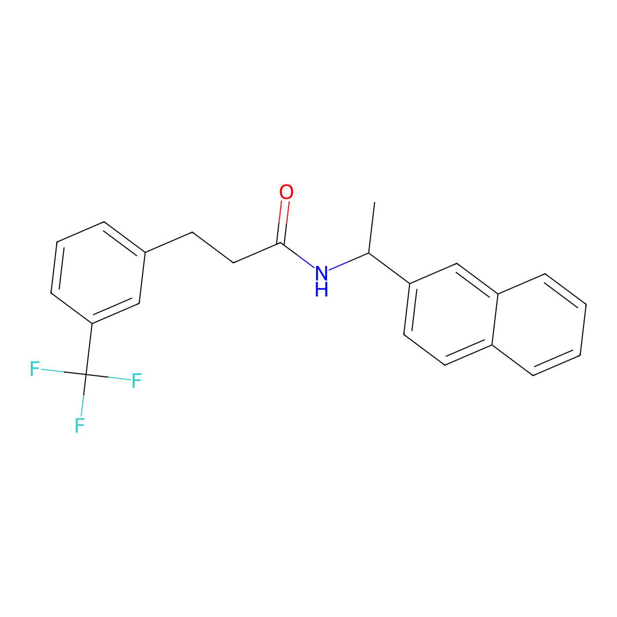 N-(1-(naphthalen-2-yl)ethyl)-3-(3-(trifluoromethyl)phenyl)propanamide molecular structure, CAS 2448346-06-1