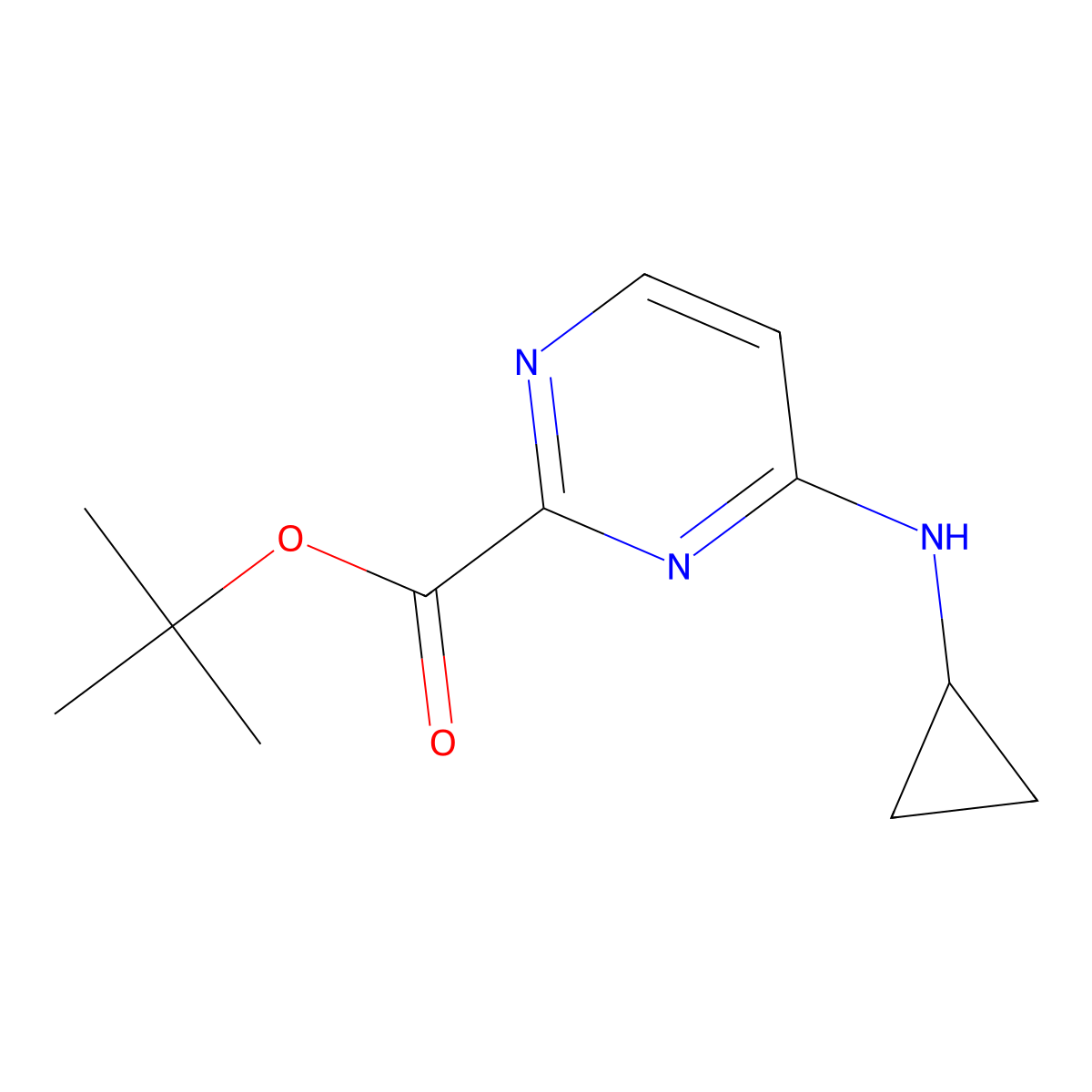 Tert-butyl 4-(cyclopropylamino)pyrimidine-2-carboxylate molecular structure, CAS 2448347-11-1