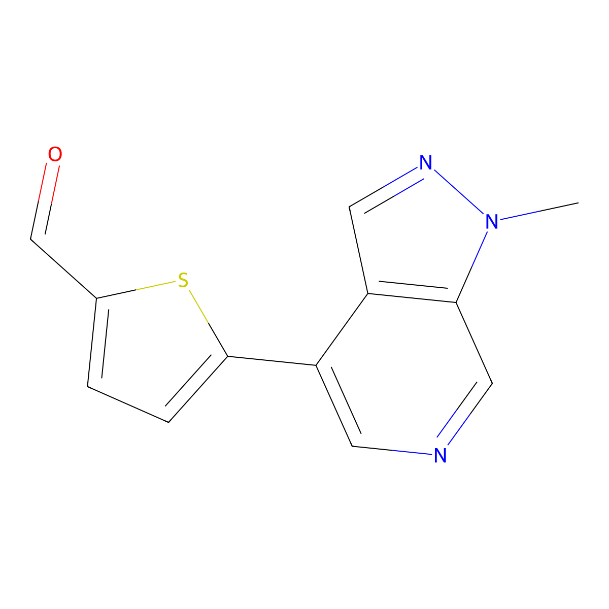 5-{1-methyl-1H-pyrazolo[3,4-c]pyridin-4-yl}thiophene-2-carbaldehyde molecular structure, CAS 2448413-82-7