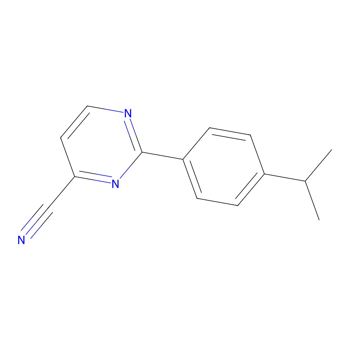 2-[4-(Propan-2-yl)phenyl]pyrimidine-4-carbonitrile molecular structure, CAS 2448416-92-8