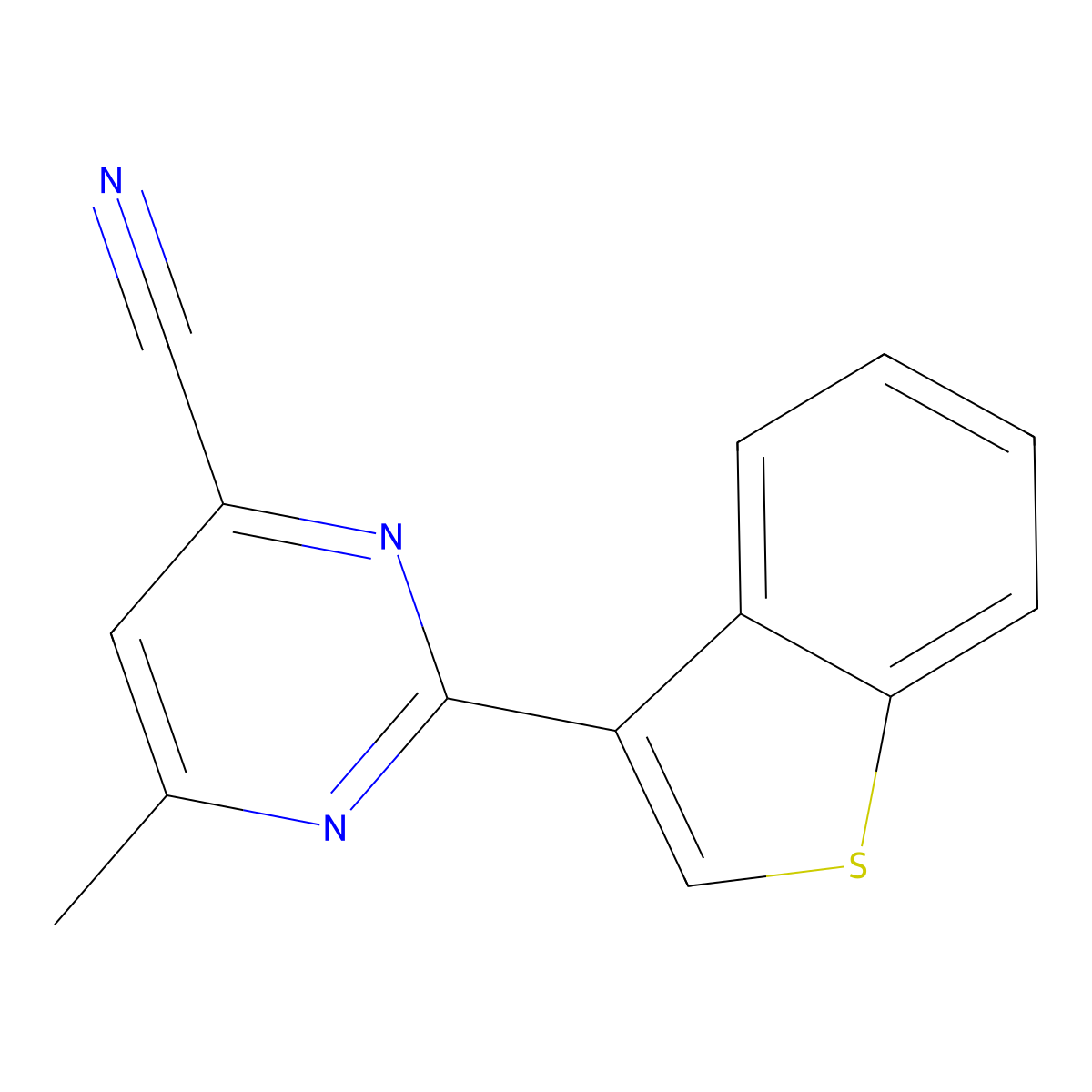 2-(1-Benzothiophen-3-yl)-6-methylpyrimidine-4-carbonitrile molecular structure, CAS 2448417-17-0