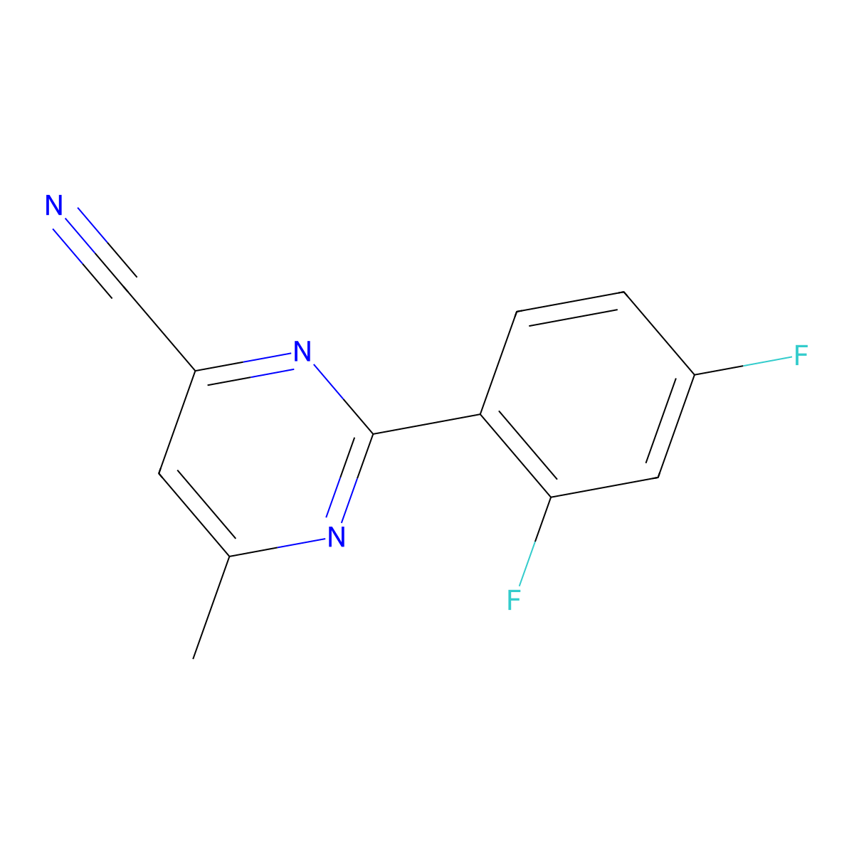 2-(2,4-Difluorophenyl)-6-methylpyrimidine-4-carbonitrile molecular structure, CAS 2448417-64-7