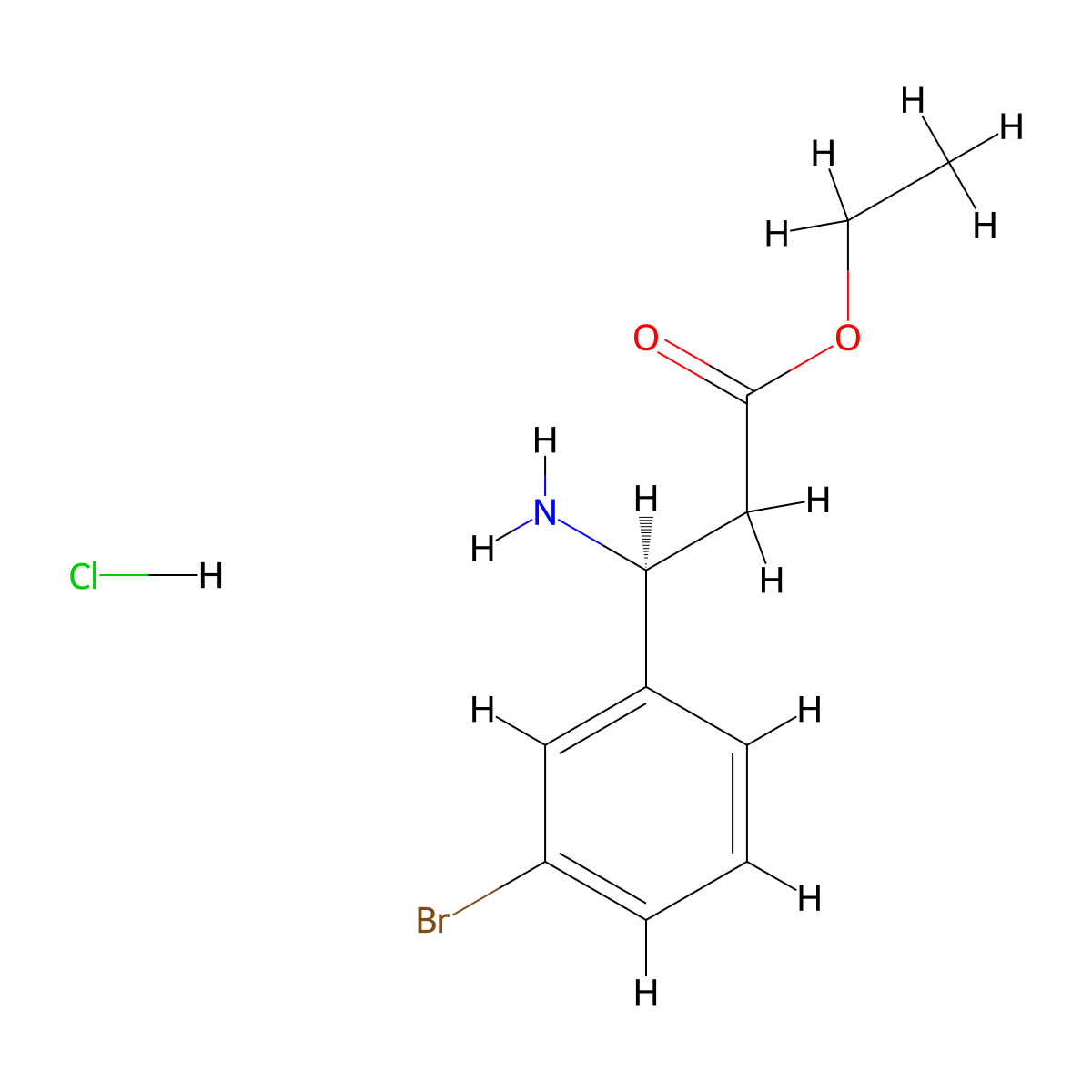 ethyl (S)-3-amino-3-(3-bromophenyl)propanoate hydrochloride molecular structure, CAS 2448458-86-2
