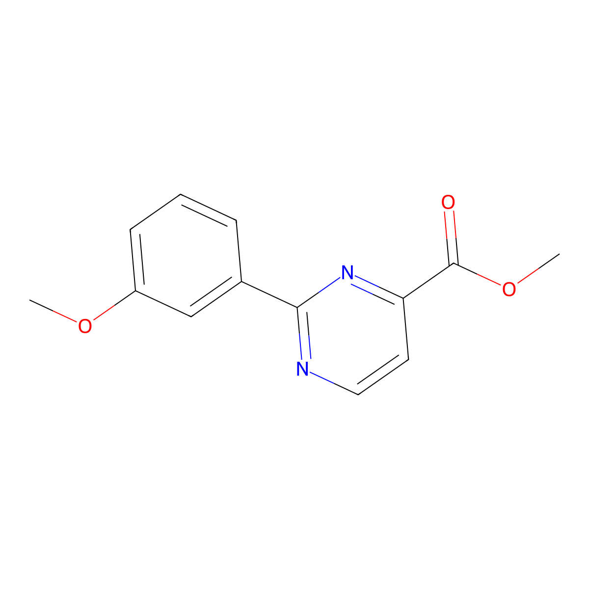 Methyl 2-(3-methoxyphenyl)pyrimidine-4-carboxylate molecular structure, CAS 2448468-45-7