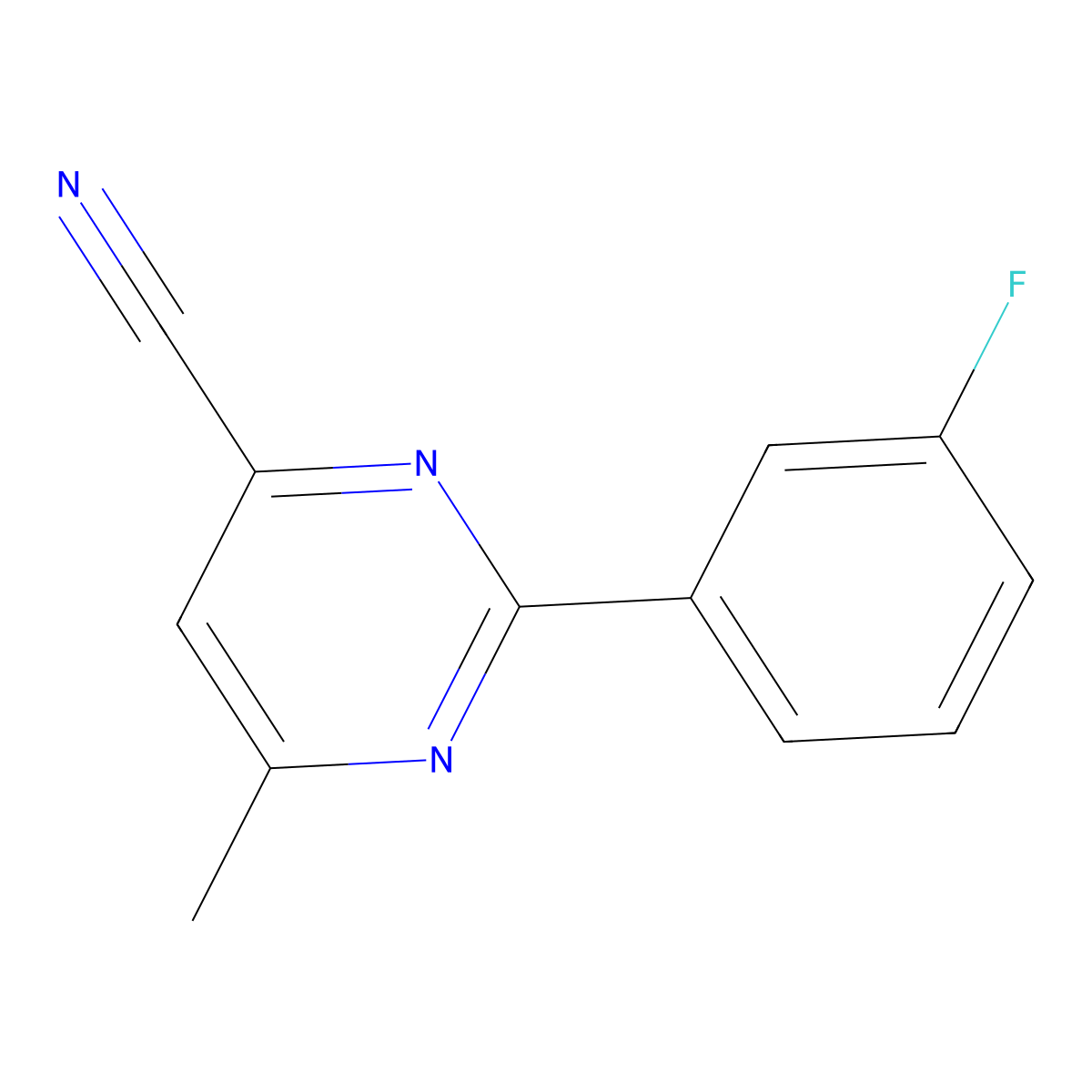 2-(3-Fluorophenyl)-6-methylpyrimidine-4-carbonitrile molecular structure, CAS 2448475-02-1