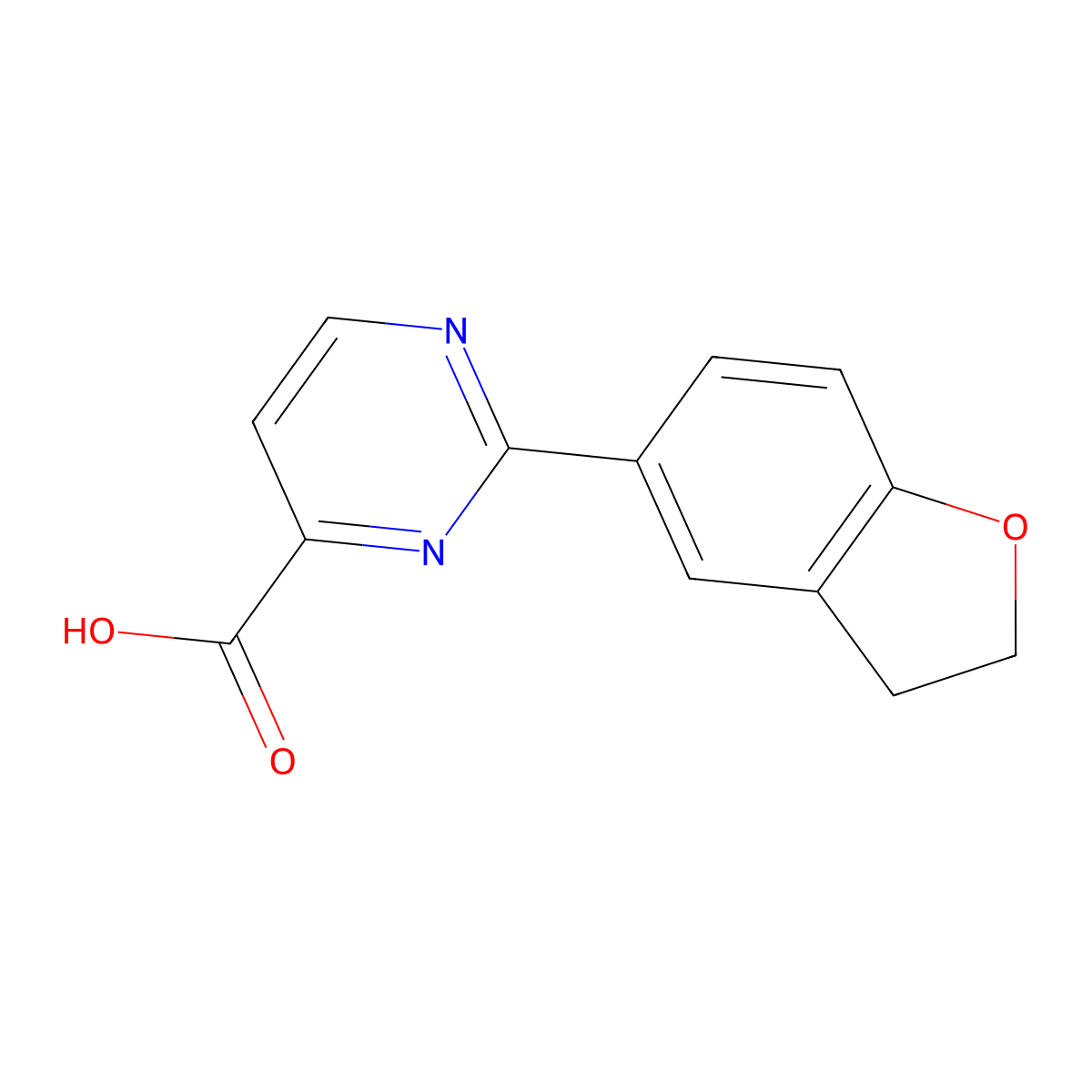 2-(2,3-Dihydro-1-benzofuran-5-yl)pyrimidine-4-carboxylic acid molecular structure, CAS 2448475-33-8