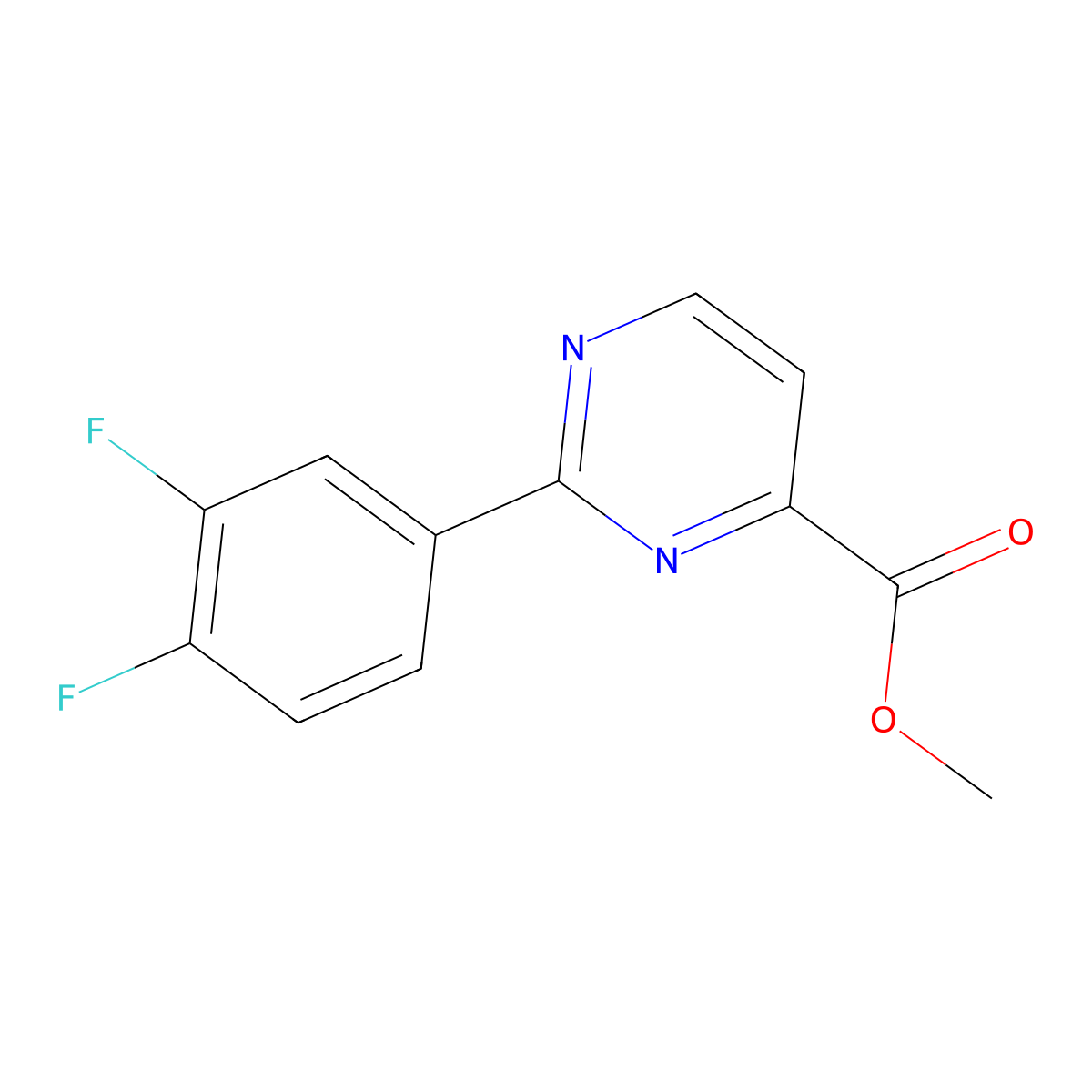 Methyl 2-(3,4-difluorophenyl)pyrimidine-4-carboxylate molecular structure, CAS 2448475-51-0