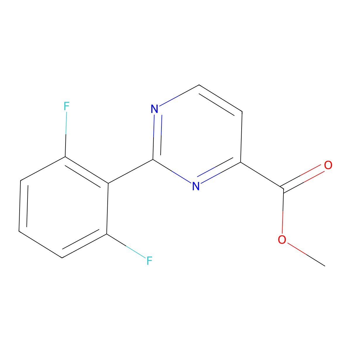 Methyl 2-(2,6-difluorophenyl)pyrimidine-4-carboxylate molecular structure, CAS 2448475-54-3
