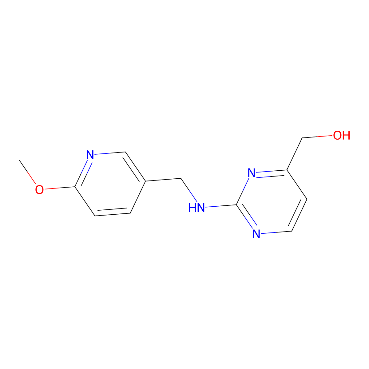 (2-{[(6-Methoxypyridin-3-yl)methyl]amino}pyrimidin-4-yl)methanol molecular structure, CAS 2448722-75-4