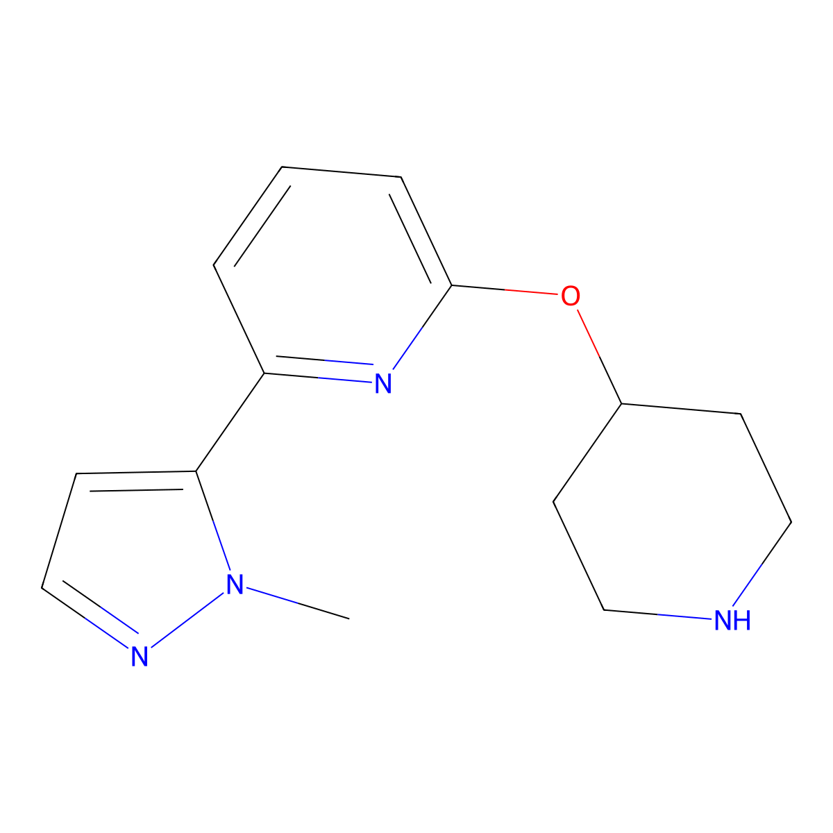 2-(1-methyl-1H-pyrazol-5-yl)-6-(piperidin-4-yloxy)pyridine molecular structure, CAS 2448737-24-2